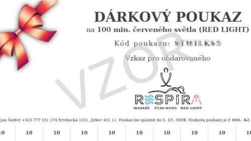 Dárkový poukaz na 100 min. červeného světla (RED LIGHT)