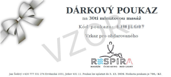 Dárkový poukaz 30 min. masáž